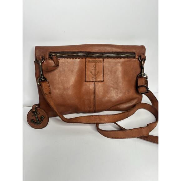 Harbour 2nd Anchor Love Leather Convertible Crossbody Flap Over Option Cognac - Picture 11 of 13